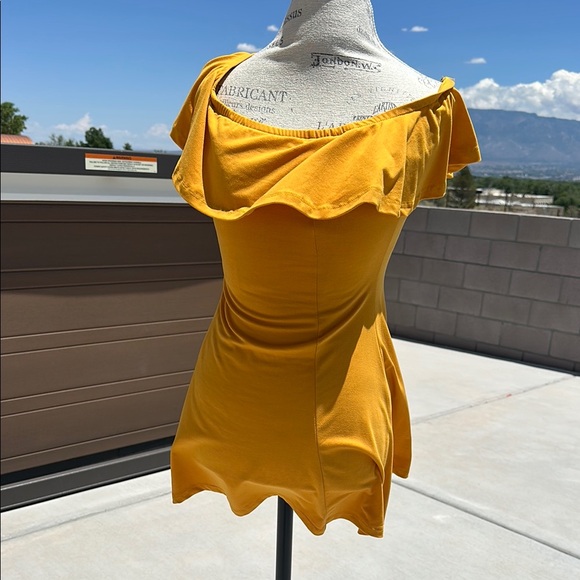 Yellow Ruched Off-Shoulder Mini Dress - Picture 8 of 17
